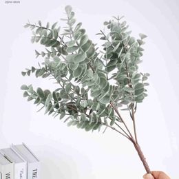 Faux Floral Greenery 7 Fork Artificial Eucalyptus Money Leaf Home Wedding Decoration Green Plant Bonsai Flower Arrangement Bedroom Decor Y240322