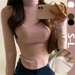 Women's T Shirts Women T-shirt Long Sleeve O Neck Autumn Winter Ladies Crop Tops Streetwear Slim Fit Pullover Solid Sexy Female Y2K Clothes