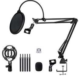 Studio Microphone Stand Adjustable Mic Boom Arm Adapter Shock Mount Mic Clip Holder Desk Mount Suspension Boom