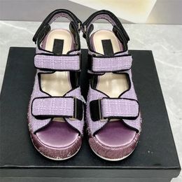 Spring Summer Thick Sole Hot Diamond Sandals Burn Weaving Sandals Classic Increase Elevated Flat Heel Shoes