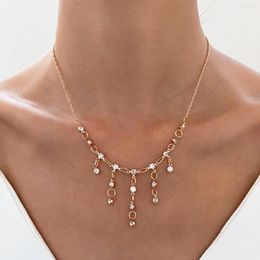 Pendants Diamond-set Tassel Necklace Women's Vintage Fashion Niche Design Water Drop Pendant Collarbone Chain Support Bulk Order