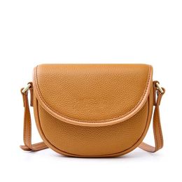 Evening Bags Genuine Leather Saddle Crossbody For Women 2024 High Quality Solid Color Simple Shoulder Bag Female Handbags And Purses A1