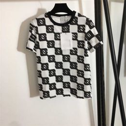 Designer T Shirt Womens Tshirt Summer Cotton Top Classic Black And White Chequered Letter Print Fashionable Casual Short Sleeve T-shirt