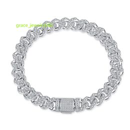 925 sterling silver Cuban chain Jewellery high-end design white moissanite bracelet ready for sale