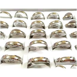 Band Rings 50Pcs Sier Polish Comfort-Fit 4Mm Classic Stainless Steel For Men And Women Wholesale Jewellery Lots Drop Delivery R Dhgarden Dhapu
