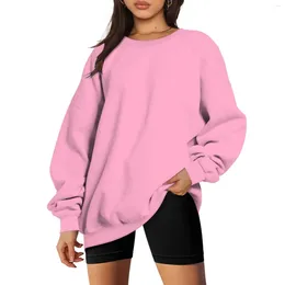 Women's Hoodies Womens Long Sleeve Shirt Oversized Fall Winter Sweatshirts Crew Neck Casual Solid Colour Pullover T