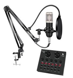 Bm 800 Studio Microphone Kits With Pop Philtre V8 Sound Card Condenser Microfone Bundle Record Ktv Karaoke Smartphone Mic2090143