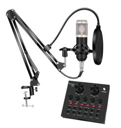 Bm 800 Studio Microphone Kits With Pop Filter V8 Sound Card Condenser Microfone Bundle Record Ktv Karaoke Smartphone Mic2090143