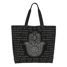 Shopping Bags Shema Prayer Hamsa Hand Grocery Print Canvas Shopper Tote Shoulder Large Capacity Of Fatima Handbag