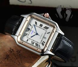 Luxury Squre Roman Tank Dial Watch Men Sapphire Glass Mirror Clock Day Date Quartz Movement Botton Twire Drawing Waterproof Auto Date Wristwatches orologio di lusso