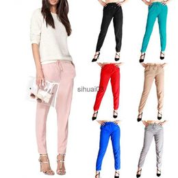 Women's Pants Capris Summer womens harem pants 2024 casual pink womens loose chiffon pants womens elastic jogger womens waist Trousers Pantalones pantsL2403