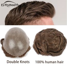 Toupees Toupees 0.12mm Natural Human Hair Prosthetic 130% Density Hair Men Pu Silicon Men Toupee Replacement System Hair Piece for Men