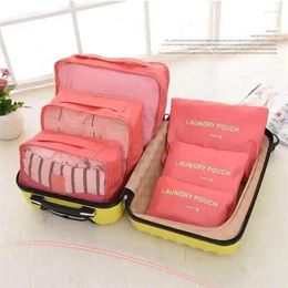 Storage Bags 6pcs Set Travel Suitcase Packing Cases Portable Luggage Organiser Clothes Shoe Foldable