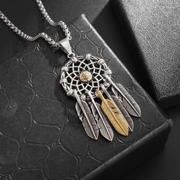 Pendant Necklaces Retro Creative Mesh Feather Tassel Necklace For Men And Women Hip Hop Punk Street Party Accessories