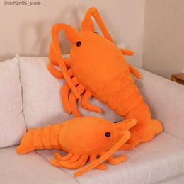 Plush Dolls 50-65cm Kawaii red lobster plush toy filled with animal shrimp lifesaving crayfish doll soft and fun pillow childrens baby birthday gift Q240322