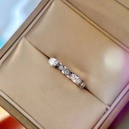 Linage Diamond ring S925 pure silver light luxury style high grade feeling plated 18K rose gold stacked ring couple ring gift