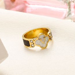 Simple Fashion Designer Branded Letter Band Rings Gold Plated Crystal Stainless Steel Love Wedding Jewelry Supplies Fine Carving Finger Ring 20style
