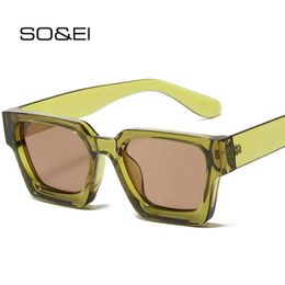 Sunglasses SO EI Ins Fashion Plaza Candy Colour Sunglasses for Women Retro Punk Blue Green Shadow UV400 Mens Trend Sunglasses J240322