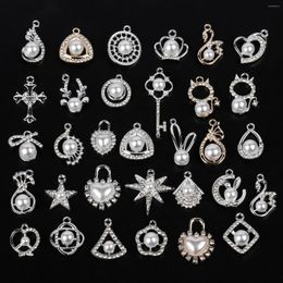 Pendant Necklaces 5pcs/Lot Mini Multi-Shape Metal Alloy Gold/ Silver Plated Charms DIY Handmade Drop Earrings Jewelry Making Accessories