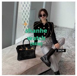 Designer Tote H Crocodile bag leather women's 2024 new fashion cowhide large commuting versatile handbag QZPW XZOC