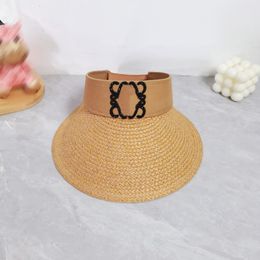 Luxury Straw Hat Womens Visor Cap Designer Caps Simple Letter Visors Vacation Beach Wide Brim Hats Men Fashion Fitted Hat Summer Sunhat CYG24042707-6