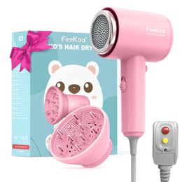 Feekaa Dryer, Portable Mini Blow Diffuser, Quiet Small Hair Dryer Travel Size for Children, Compact Kids Hairdryer with DIY Stickers Lightweight, Boy & Girl