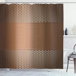 Shower Curtains Industrial Curtain Perforated Grid Plate Steel With Dots Illustration Futuristic Technology Theme Cloth Fabri