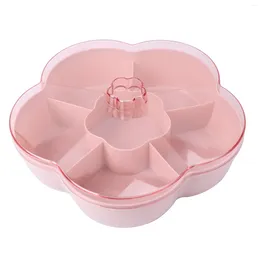 Dinnerware Sets 7 Compartments Snack Storage Box With Lid Petal- Shaped Divided Dried Fruit Container Nut Serving Tray For Candy/ Nut/