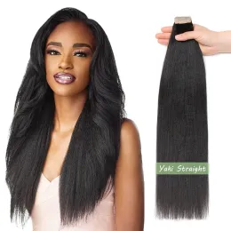 Extensions ShowCoco Light Yaki Tape In Human Hair Extensions 12"26" Yaki Straight Nautral Colour Invisible 100% Remy Hair