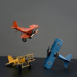 Retro Metal Plane Model Crafts Living Room Bedroom Ornament Iron Aeroplane Figurines Home Decoration Accessories Gift 240314