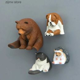 Fridge Magnets 4 zoo series refrigerants with magnets equipped with seated post-treatment bear refrigerant decoration magnets photo wall accessories Y240322
