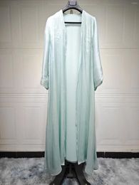 Ethnic Clothing Shiny Satin Muslim Women Open Abaya Cardigan Maxi Dress Turkey Eid Party Arabic Robe Kimono Dubai Kaftan Islam Morocco