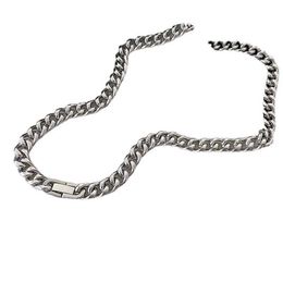 Foot Silver Necklace Thick Cuban Chain Mens Titanium Steel Necklace Versatile Collar Chain Womens Hip Hop Chain Mens Accessories Cool