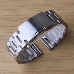Silver Bracelet Solid Stainless Steel Watch Band Adjustable Strap Metal High Quality Watchband 18mm 20mm 22mm 24mm Mens Womens284b
