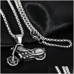 Pendant Necklaces Vintage Titanium Steel Box Chain Necklace Motorcycle Mens Long Sweater Couple Accessories Drop Delivery Jewelry Pend Dhc6G