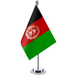 Accessories 14x21cm Office Desk Flag Of Afghanistan Boardroom Table Stand Pole The Afghanistan National Flag Set Meeting Room Decoration