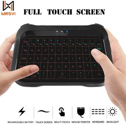 T18 Mini Wireless Keyboard Full Touch Screen 24GHz Air Mouse Touchpad Handheld Backlight Remote Control for Android TV BOX 240309