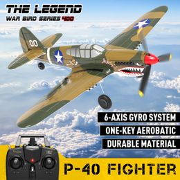 P-40 RC Aircraft P40 Fighter 400mm Wingspan 4CH 6-Axis Gyro One-Key U-Turn Aerobatic RTF RC Aeroplane Model Outdoor Toys 240318