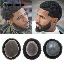 Toupees Toupees Afro Curly Men Toupee Natural Human Hair Full Lace Base Mens #1b Off Black Man Hair Unit 6 Inches Male Prosthesis Patch 8x