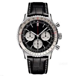 U1 Top AAA Bretiling B01 B20 Watch Quality Navitimer Chronograph Quartz Movement Steel Limited Black Dial 50TH ANNIVERSARY Watch Stainless Strap Wristwatch T582