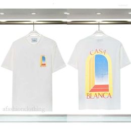 Casablanc T Shirt Men's T Shirts Designer Casa Blanca T Shirt Tees Rainbow Mushroom Letter Print Short Sleeve Tops Cotton Loose Men Women Shirt 220