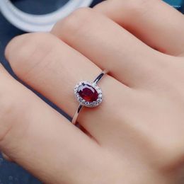 Cluster Rings Classic Ruby Silver Ring For Engagement 4mm 6mm Natural Solid 925 Jewellery