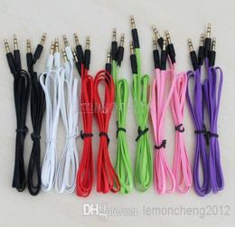 35mm Male to Male Audio Stereo AUX Cable for headphones mobile phones mix Colour Flat noodle 4654194