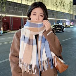 Scarves Women Korean Fashion Imitation Cashmere Thick Warm Winter Scarf Couples Shawl Classic Tassels Fluffy