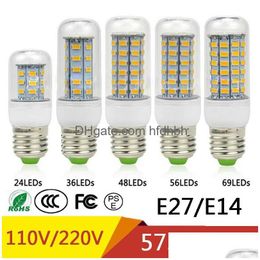 Led Bulbs E27 E14 24W Smd5730 Lamp 7W 12W 15W 18W 220V 110V Corn Lights Bbs Chandelier 36 48 56 69 72 Leds Drop Delivery Lighting Dhfjm