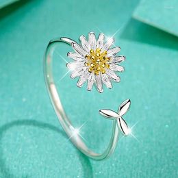 Wedding Rings Charm Daisy Flower Ring For Women Men Vintage Boho Knuckle Party Punk Jewellery Girls Gift 2024