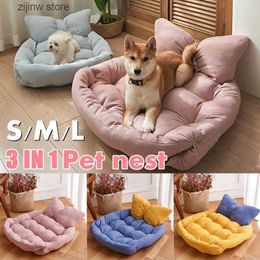 kennels pens Pet Dog Bed Multi functional Adjustable Big Bow Princess Soft and Comfortable Dog Cushion Bed Chihuahua Cat Nest Pet Bed Supplies Y240322