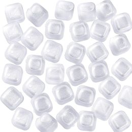 20Pack Reusable Ice Cubes for Drinks Refreezable Plastic Chills Without Diluting Washable Fake 240307