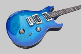 Factory Custom Blue prs Electric Guitar With Chrome Hardware,Birds Fret Inlay,Flame Maple Veneer,Can be