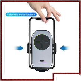 Car Charger Cc338 A7 15W Wireless Matic Clam Mount Phone Holder For Mobile Infrared Induction Qi Fast Charging Stand Drop Delivery Aut Otbzv